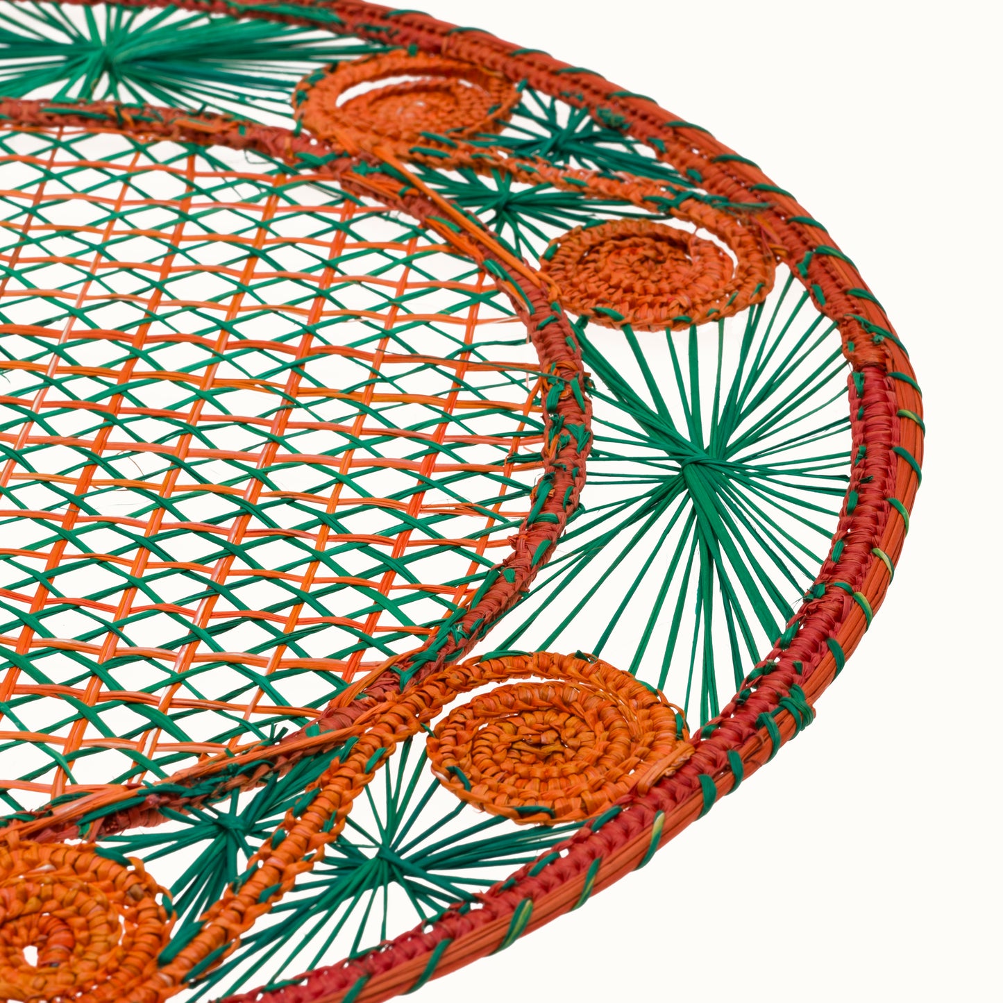 Set de table Iraca vert émeraude et orange