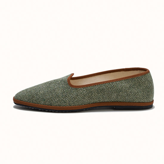 Tweed Vert Amande & Cognac