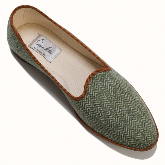 Tweed Vert Amande & Cognac