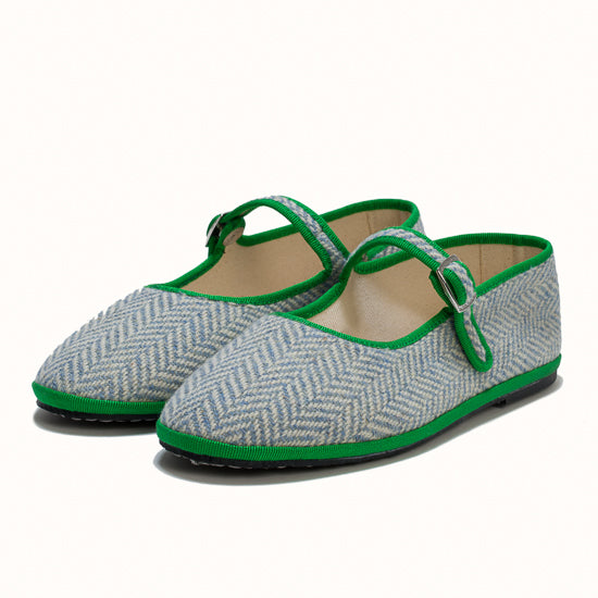 Bambina Tweed Bleu ciel & Vert Menthe