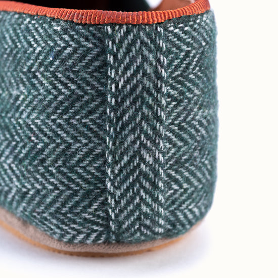 La pantoufle Tweed Vert Forêt