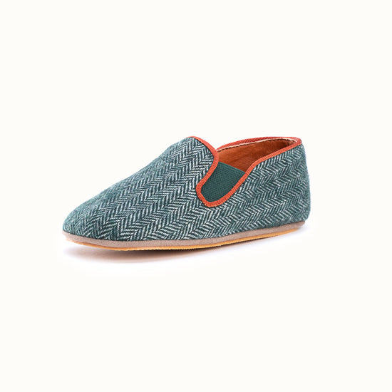 La pantoufle Tweed Vert Forêt