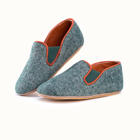 La pantoufle Tweed Vert Forêt