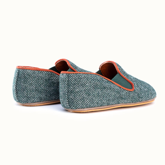 La pantoufle Tweed Vert Forêt