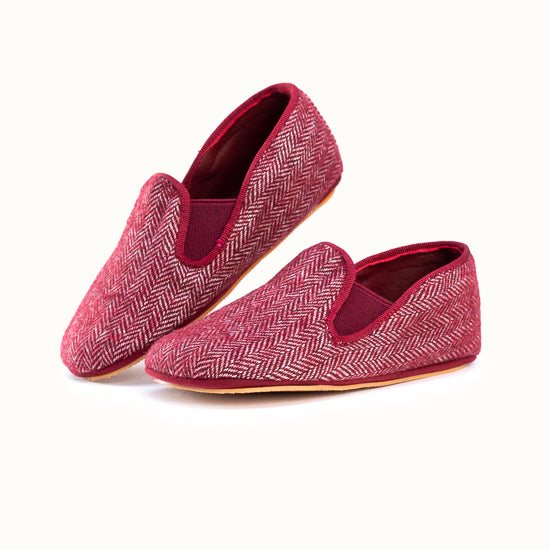 La pantoufle Tweed Bordeaux