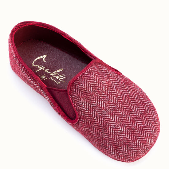 La pantoufle Tweed Bordeaux
