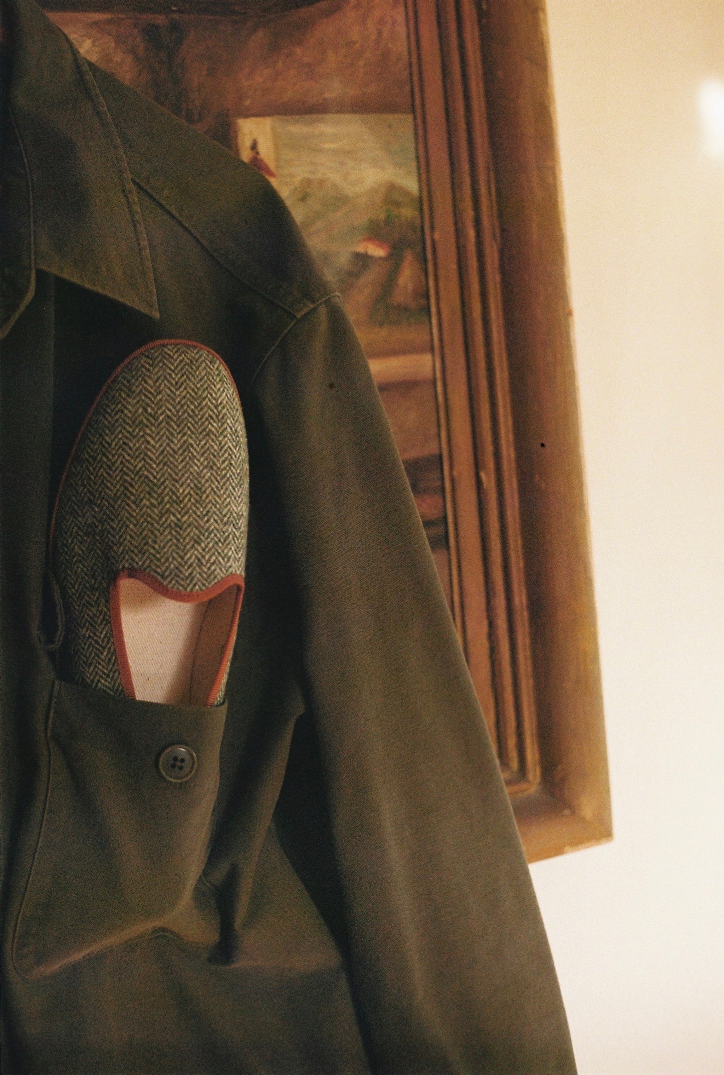 Tweed Vert Amande & Cognac