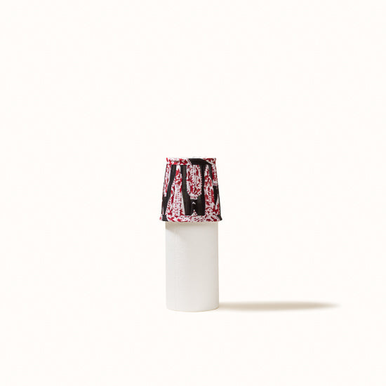 Abat Jour plissé noir imprimés cachemire rouge.