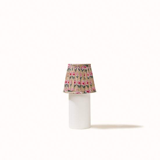 Abat Jour plissé ficelle imprimés fleurs rouge et rose