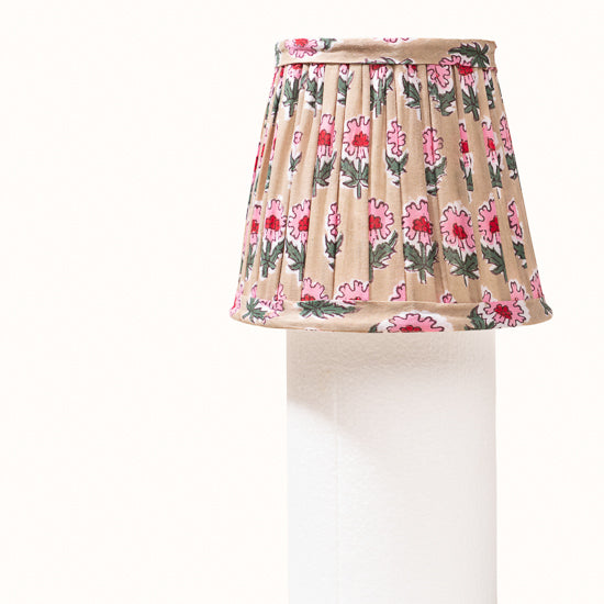 Abat Jour plissé ficelle imprimés fleurs rouge et rose
