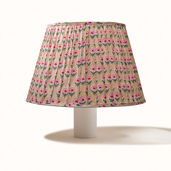 Abat Jour plissé ficelle imprimés fleurs rouge et rose