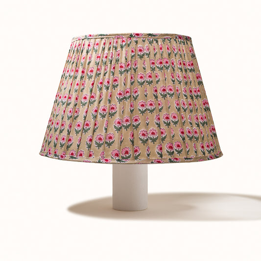 Abat Jour plissé ficelle imprimés fleurs rouge et rose