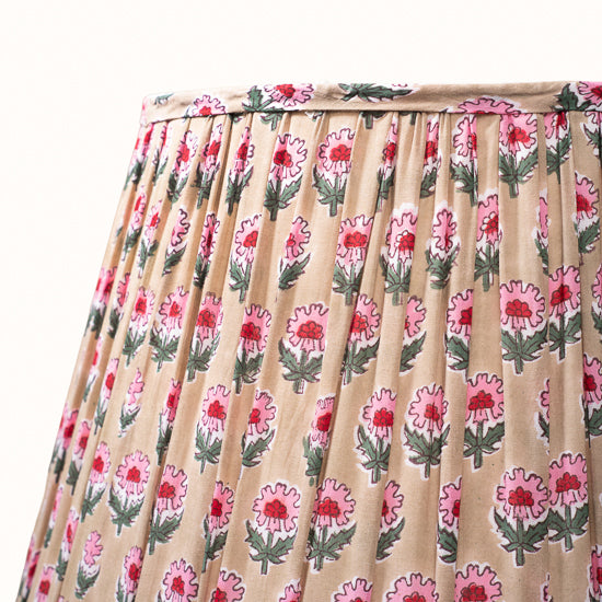 Abat Jour plissé ficelle imprimés fleurs rouge et rose