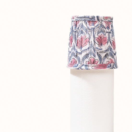 Abat Jour plissé blanc imprimé nénuphars roses