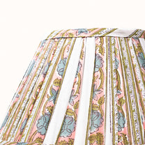 Abat Jour plissé imprimé fleurs rose pâle, bleu gris & pistache