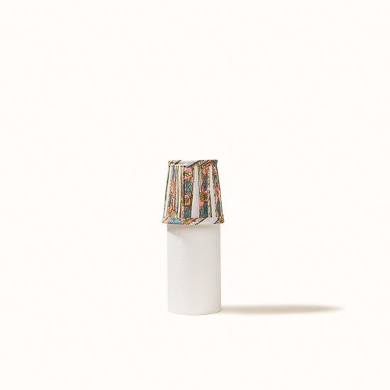 Abat Jour plissé imprimé fleurs rose pâle, bleu gris & pistache.