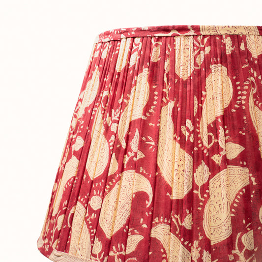 Abat Jour plissé rouge imprimés cachemire.