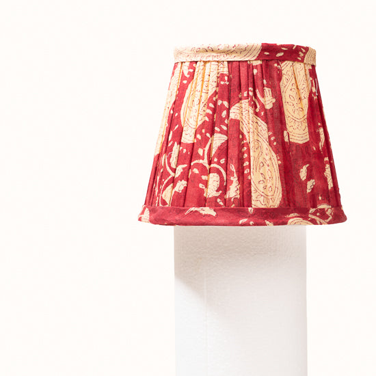 Abat Jour plissé rouge imprimés cachemire.