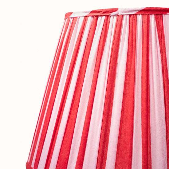 Abat Jour plissé rayé rouge et rose.