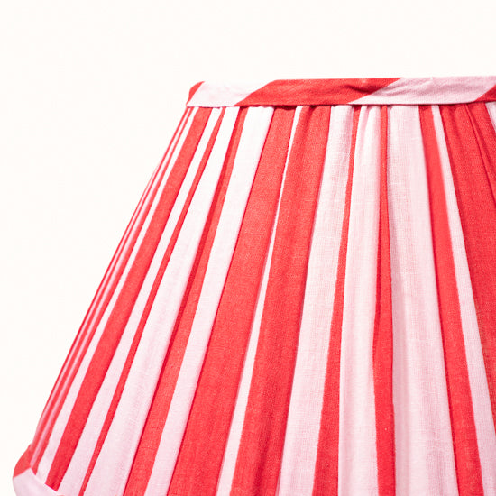 Abat Jour plissé rayé rouge et rose.