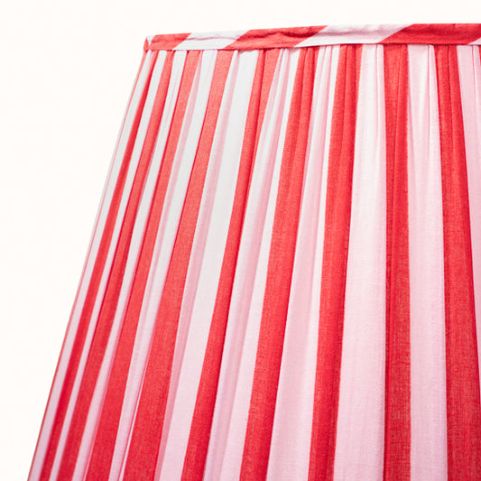 Abat Jour plissé rayé rouge et rose.