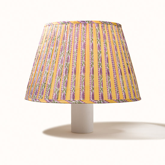 Abat Jour plissé rayé jaune & lila.