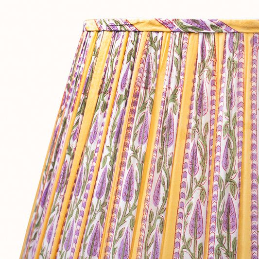 Abat Jour plissé rayé jaune & lila.
