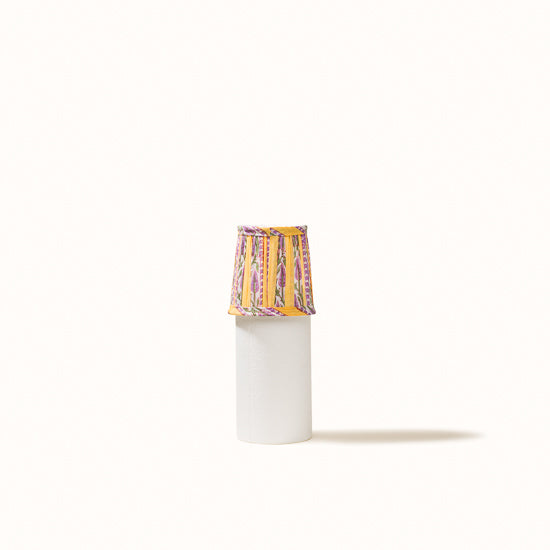 Abat Jour plissé rayé jaune & lila.