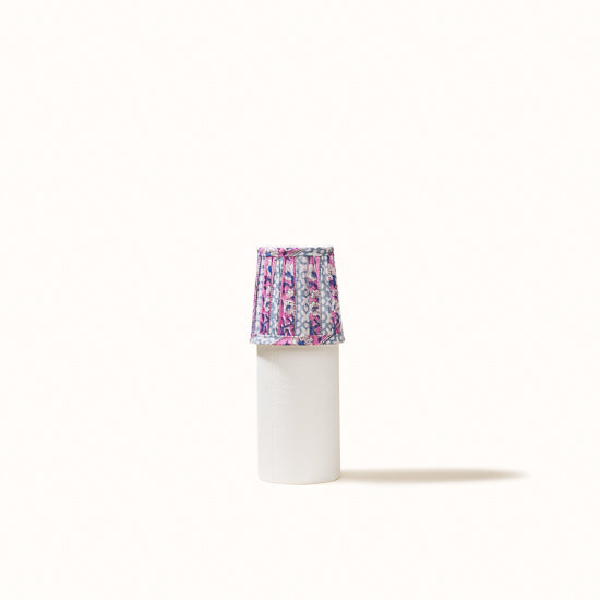 Abat Jour plissé rayé bleu gris et lila.