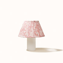 Pale Pink Pleated Lampshade with Floral Print