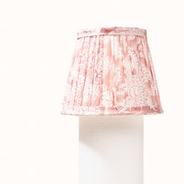 Pale Pink Pleated Lampshade with Floral Print