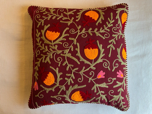Coussin Jaipur bordeaux carré