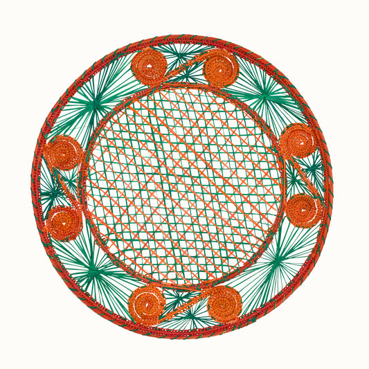 Set de table Iraca vert émeraude et orange