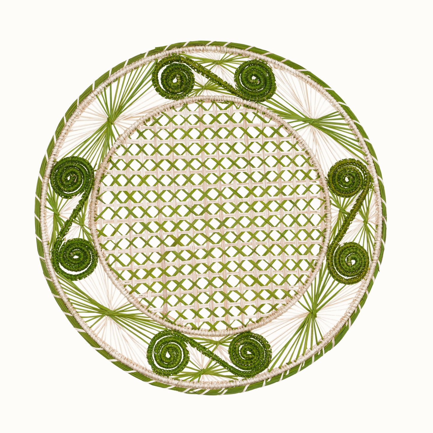 Set de table Iraca vert olive et naturel