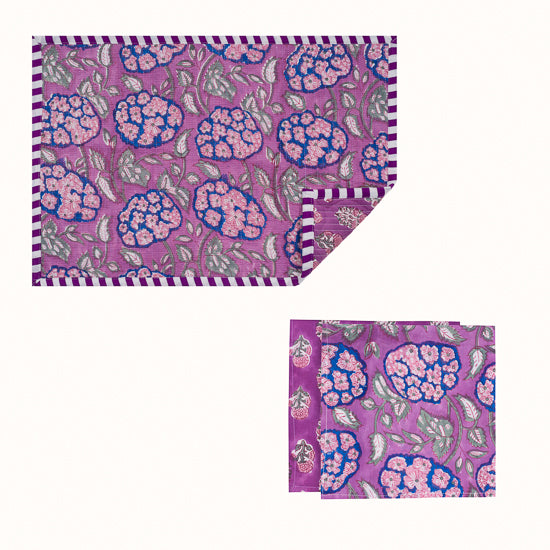 Set de table et Serviette Purple Hortensia