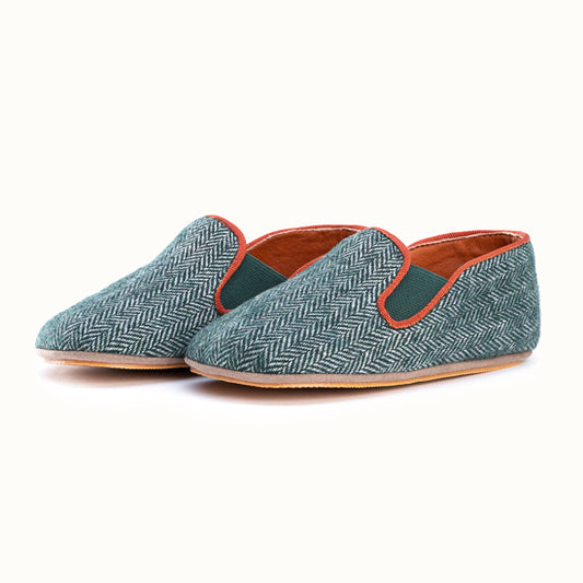 La pantoufle Tweed Vert Forêt