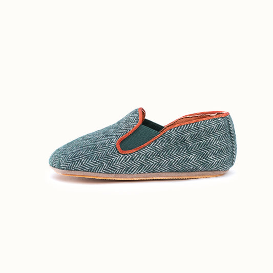 The Forest Green Tweed Slipper