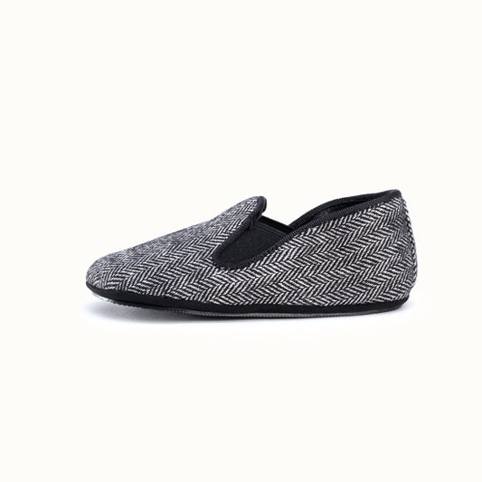 La pantoufle Tweed Noire