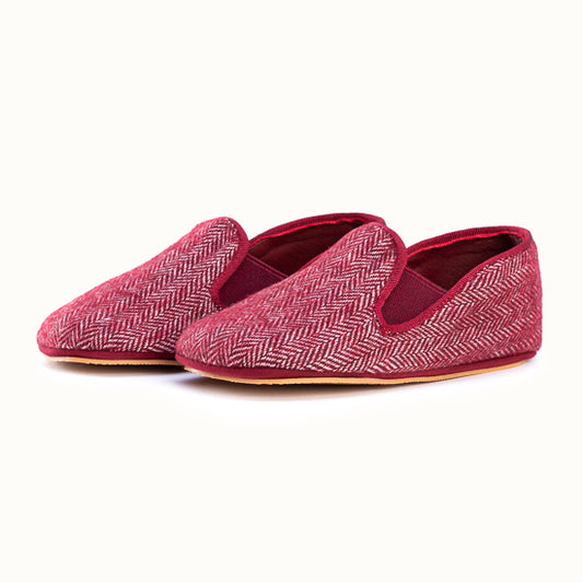 La pantoufle Tweed Bordeaux