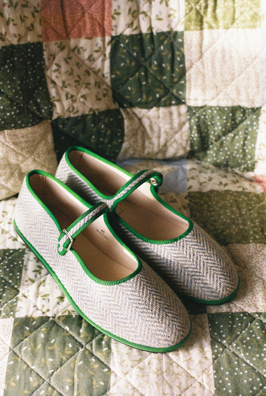 Bambina Tweed Bleu ciel & Vert Menthe